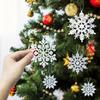 36 Pcs Christmas Snowflake Ornaments Glittered Snowflake Hanging Decoration for Christmas Indoor Winter Wonderland Decor
