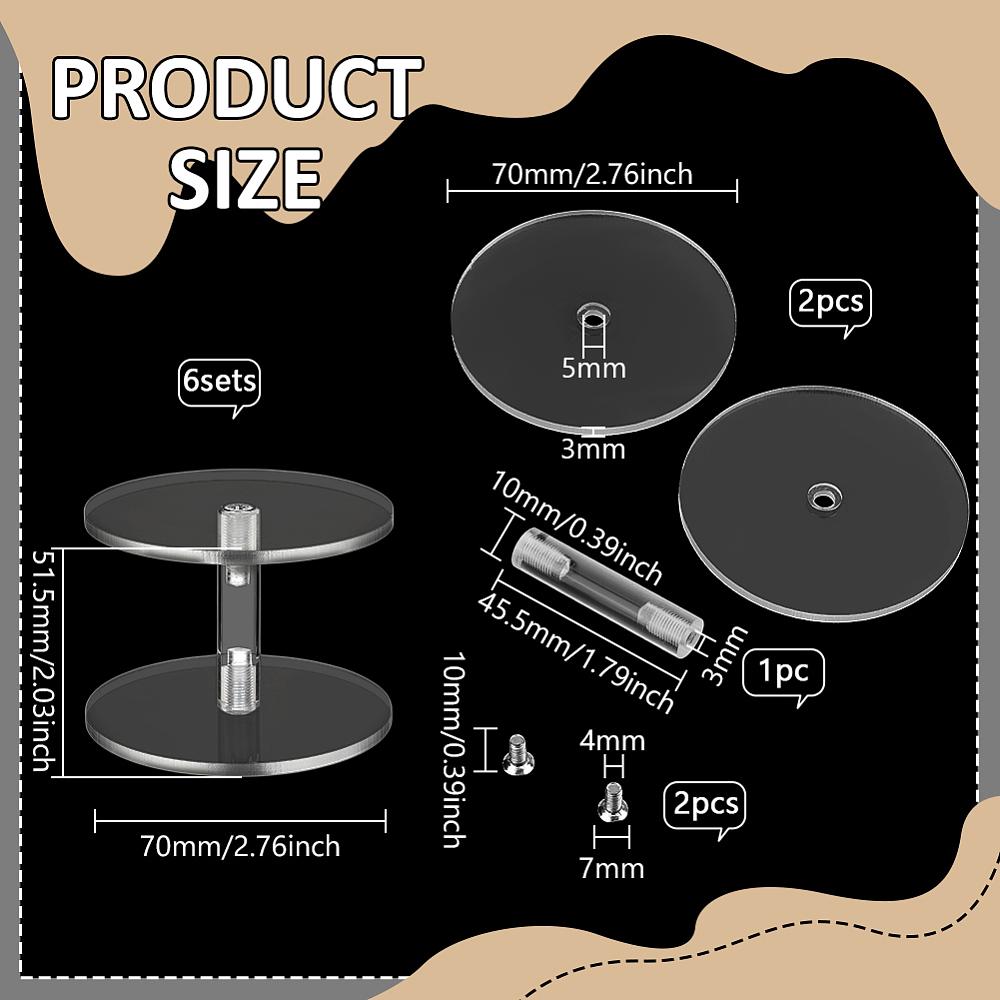 6pcs Round Transparent Acrylic Minifigure Display Stands Model Display Riser for Figures Makeup Clear Finished Product: 7x5.15cm
