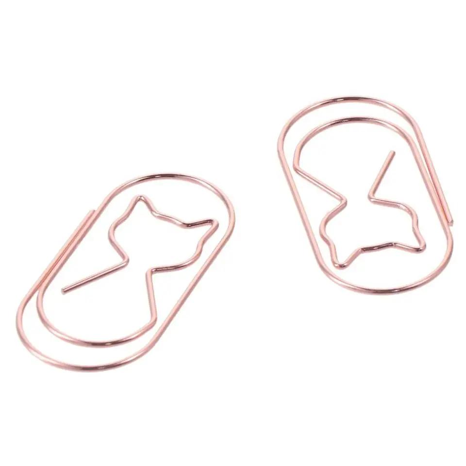 20PCS Rose Gold Paper Clips Durable Metal Large Binder File Clips Cat Shape Bookmark Made in Mainland China