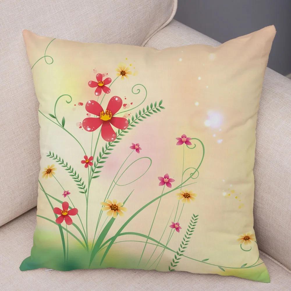 Taie d'Oreiller Décorative à Motif Floral, pour Salon, Bureau, Maison