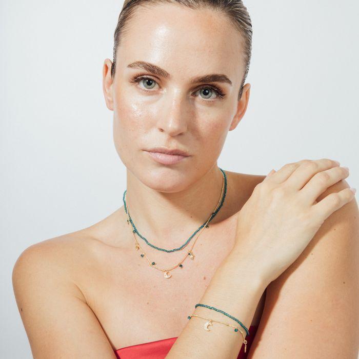 Collier - LUXENTER - Ayora - Cristal vert - Finition or jaune 18 carats - Longueur 42+3 cm
