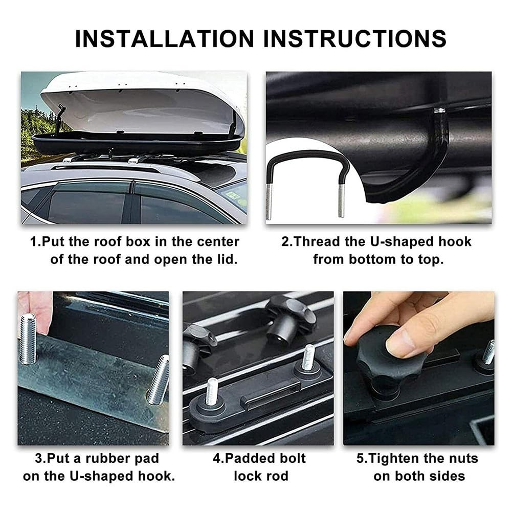 Gkikirty Roof Box U Bolt Clip Roof Rack U Bracket Luggage Accessories Kit for Car