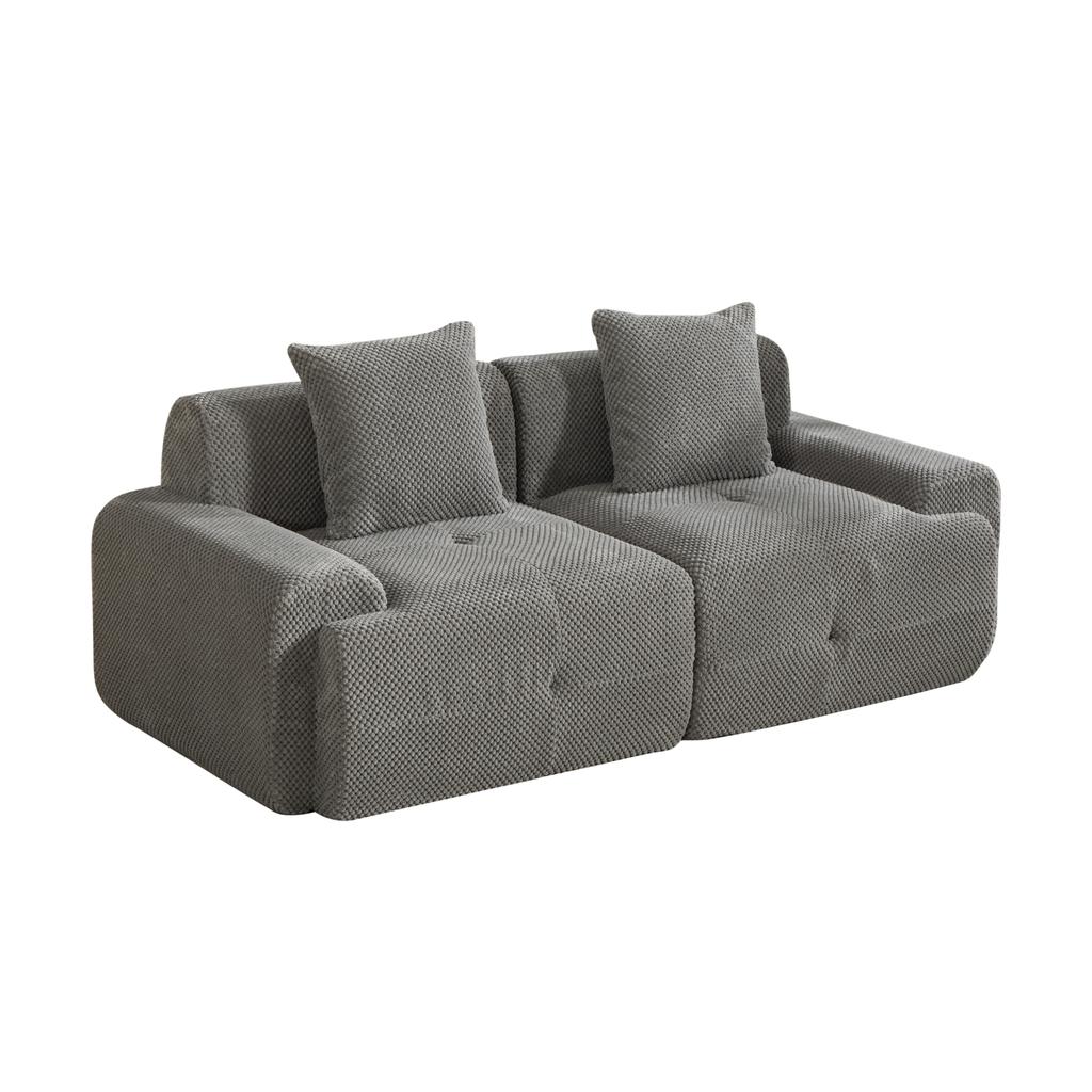 Modular Compression Sofa Made of Chenille Fabric, Filled with 30D High-resilience Foam. Easy To Move and with a Non-slip Base. Gray