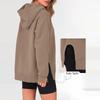 Women's Color Long Sleeve Hoodie with Raglan Sleeves and Split Hem