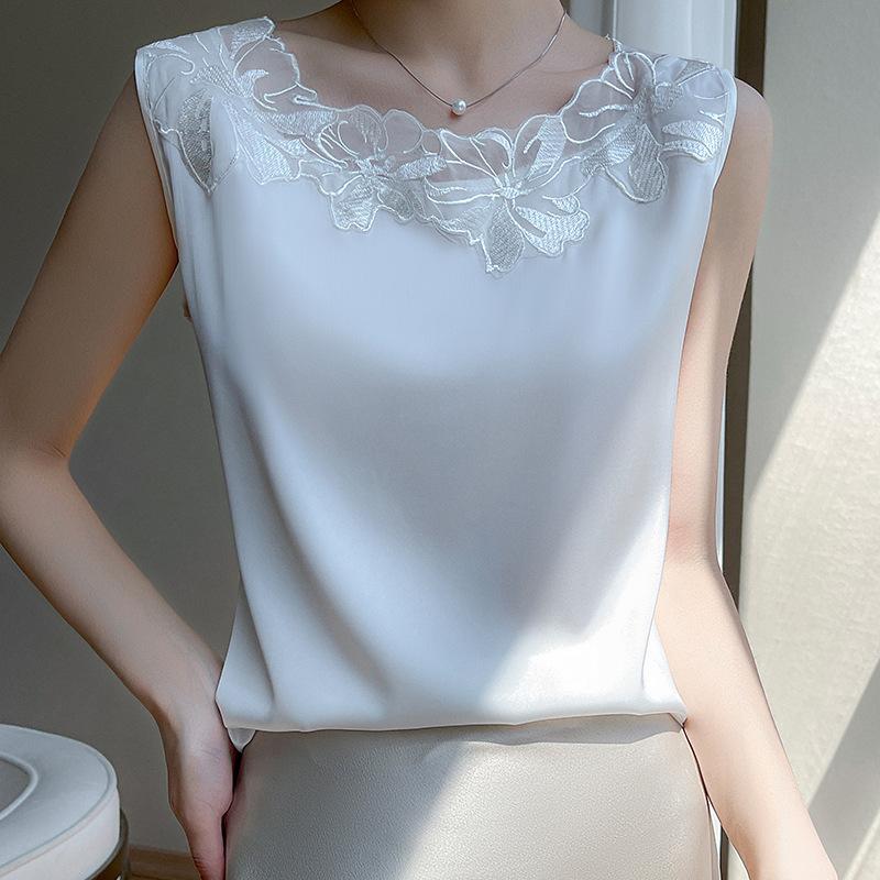 

Suspender vest summer wear large size bottoming shirt suit with sleeveless top S білий