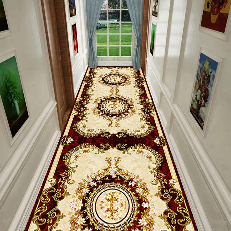 National Floral Living Room Area Rug European Corridor Hallway Carpet Bedroom Kitchen Floor Rug Anti-Skid Mat Entrance Doormat