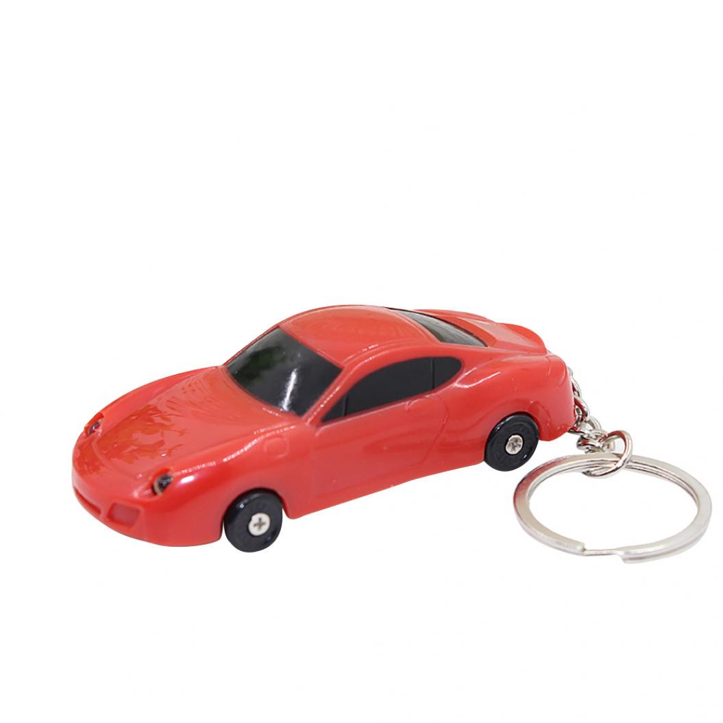 

Модель автомобиля, подвеска, светодиодный свет, звук, рог, брелок, брелок, кольцо, сумка, декор для телефона красный