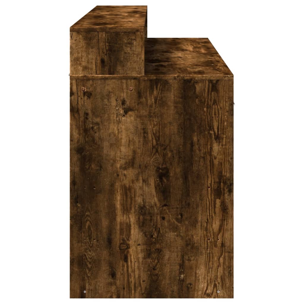 Vidaxl Biurko Z Podświetleniem Led, Przydymiony Dąb, 140X55X91 Cm