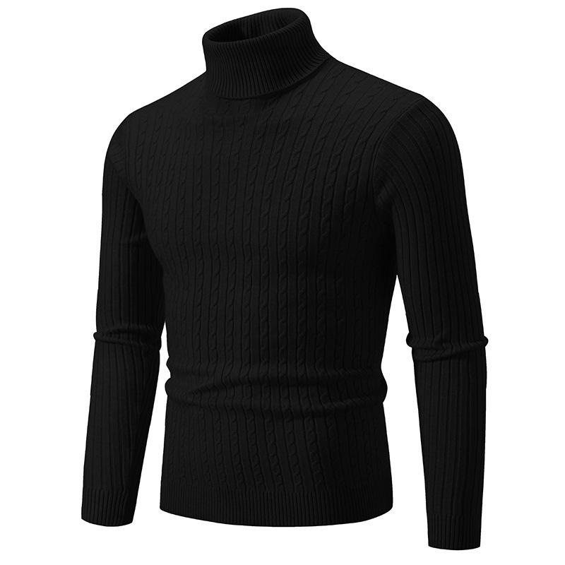 Autumn and Winter Men's Solid Color Turtleneck Sweater European Size Fashion Twist Pullover Bottoming Sweater