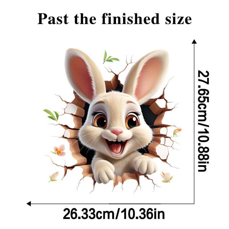 3D Wall Sticker Cute Rabbit Bathroom Remodeling Toilet Decoration Peel and Stick Waterproof