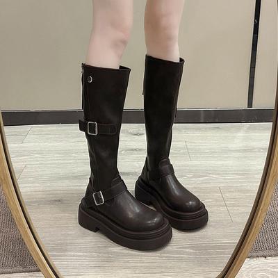 Handsome and Fashionable Versatile Fried Street Heightening Thick-soled Thin Boots Maillard Boots Women's Autumn 2025 New Models