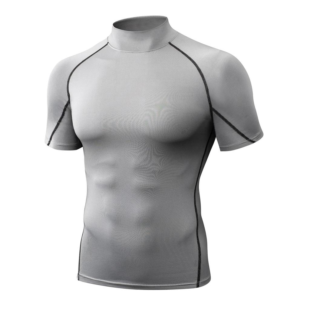 Men's Quick Dry High Neck Short Sleeve Athletic Top