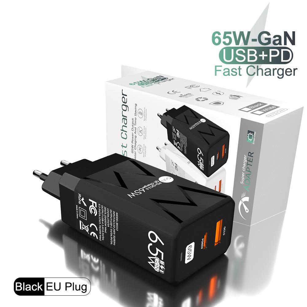 65W PD Fast Charger QC3.0, Compatible with Phones and Tablets, EU Standard.