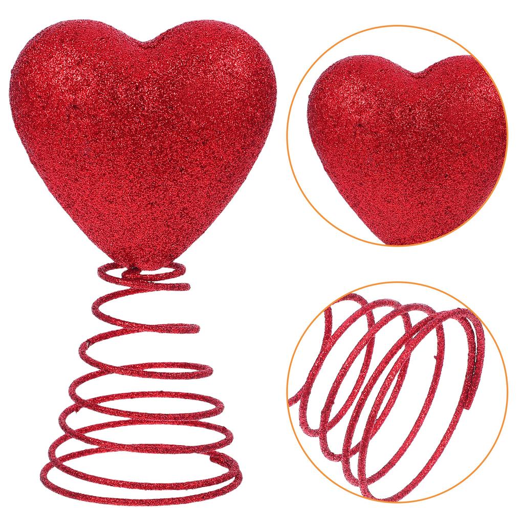Red Heart Valentine Decoration Glitter Tree Top Ornament Romantic Wedding Party Supplies Valentine's Day Decor