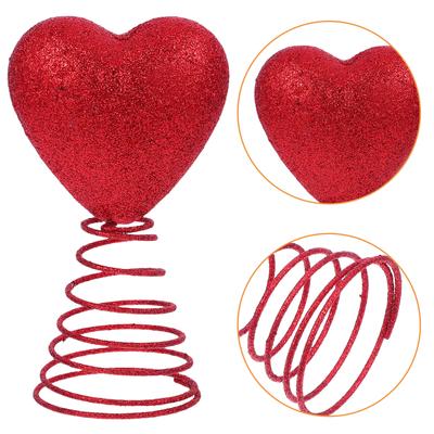 Rotes Herz Valentinstagsdekoration Glitzer Baumspitze Ornament Romantische Hochzeitsfeier Zubehör Valentinstag Deko