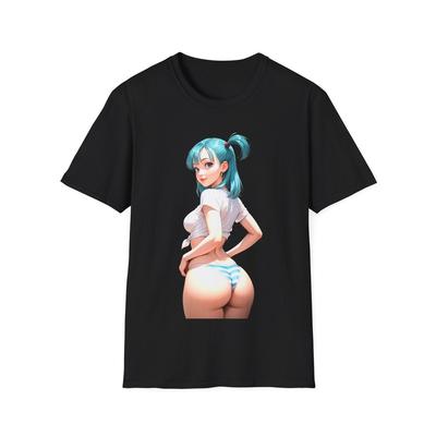 Anime Blauhaariges Mädchen T-Shirt – Ästhetisches Waifu-Stil Grafik-Tee