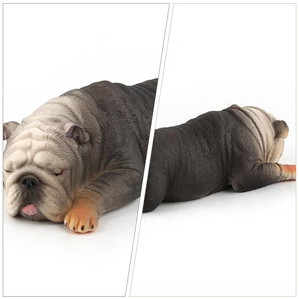 Plastic Bulldog Model Figurines Puppy Statue Dog Craft Nament Home Decor Miniatures Sleeping Bulldog Statue Dog Figurine
