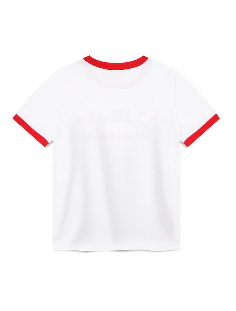 LA MAISON STUDIO Damen Maison Kette Logo Single Jersey Ringer Kurzarm T-Shirt Weiß/Rot (Fcf2Ts534W)