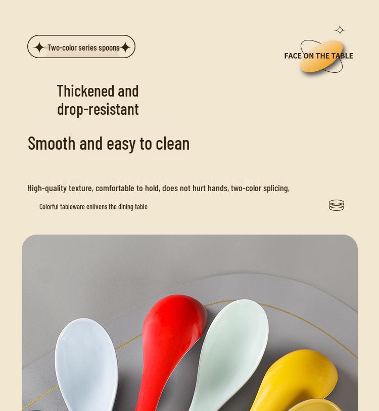 Xiangyuanmei Colorful Melamine Soup Spoon - Restaurant & Hotel Stirring Spoon, Imitation Porcelain, Plastic, for Hot Pot