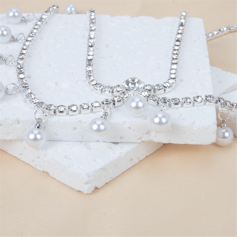Elegant Two Strand Imitation Pearls Belly Chain With Dangling Fringes For Party And Wedding