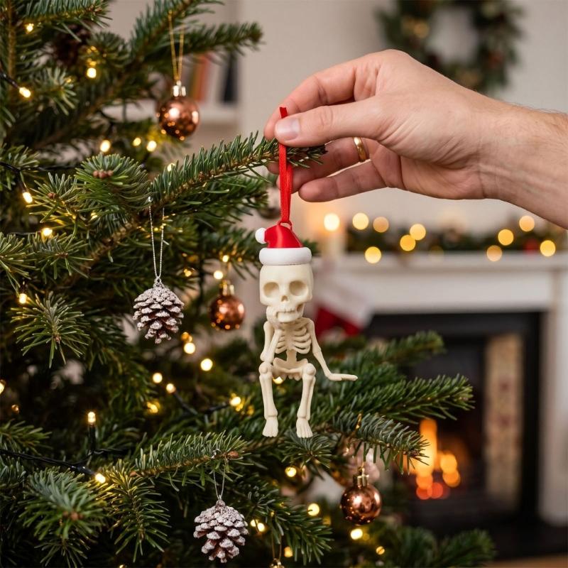 Christmas Accent Figure With Santa Hat and Hanging Cord, Holiday Display Piece for Branch Styling, Window Display, and Indoor Party Use