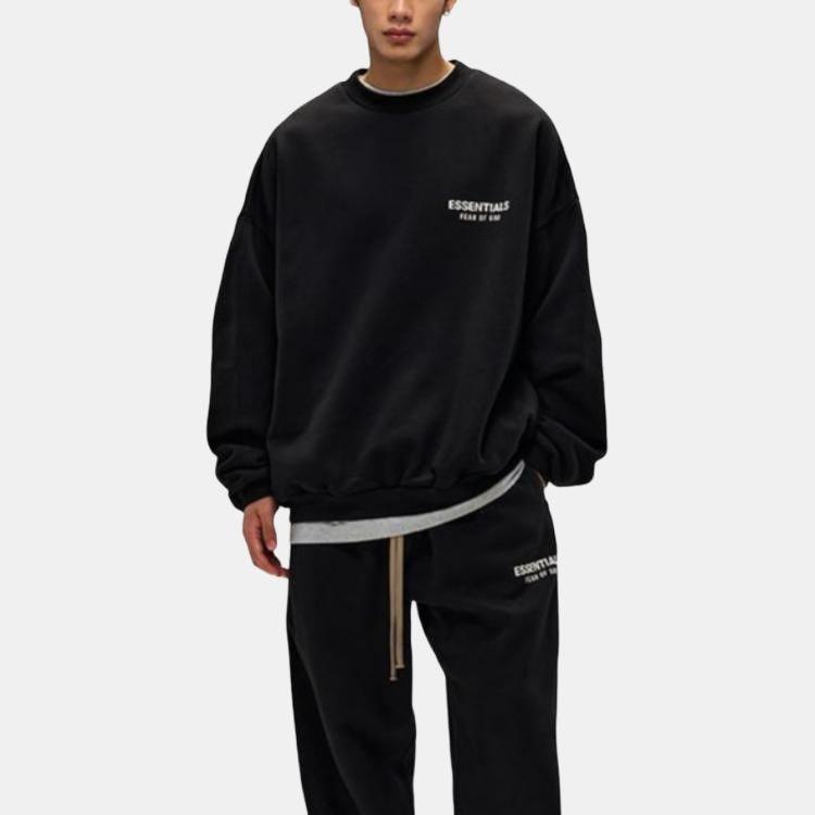Fear of God Essentials Fleece-Rundhals-Pullover II Schwarz Herren Oberteile 192HO246260F
