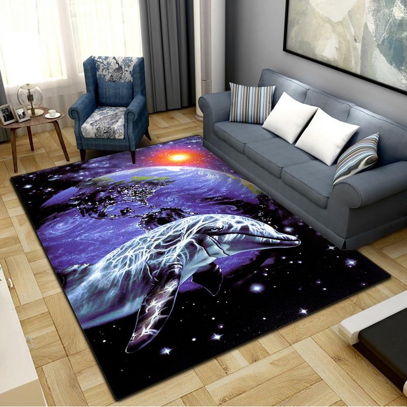 Dolphins Carpet Rug for Living Room Bedroom Home Sofa Decoration,Kids Play Non-slip Floor Mat