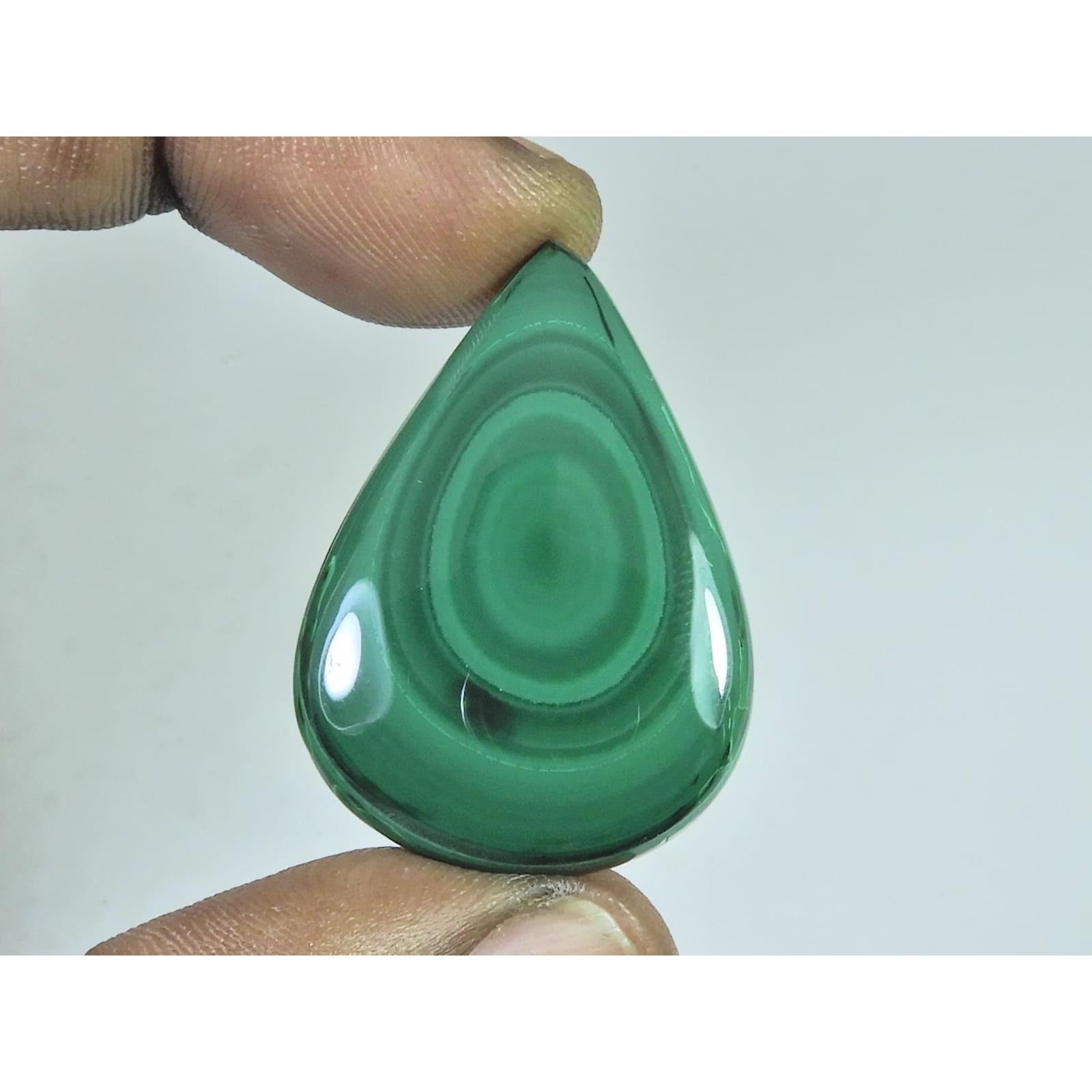 

55Cts. Natural Green Malachite Pear Shape Cabochon Loose Gemstone 26X36X05MM D-372