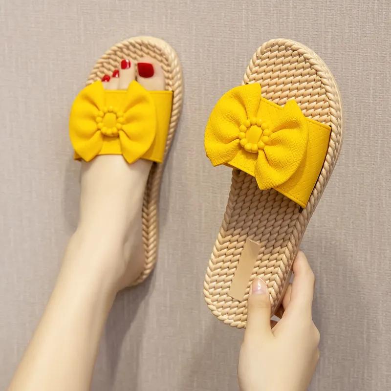 

WTEMPO ПВХ однотонные легкие дышащие повседневные тапочки на плоской подошве женские большие размеры нескользящая мягкая подошва уличные пляжные тапочки 41 жёлтый