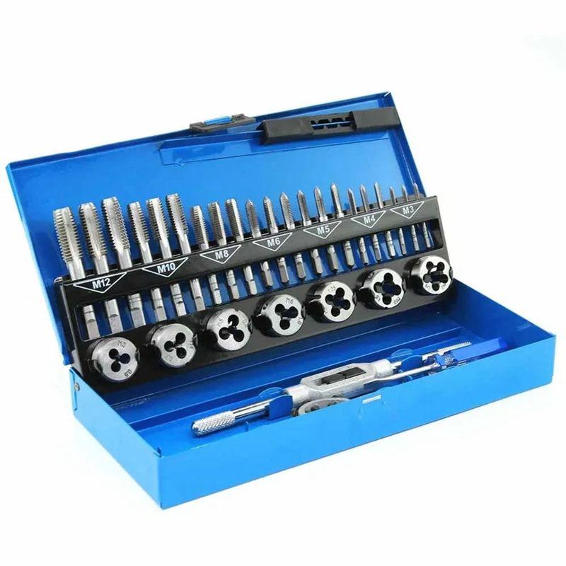 ABIY M3- Thread Wrench Nut Tool Kit 32Pcs/Set Metric Tap Die Set For Bolt Screw Repair Taper Plug M3 M5 M6 M8 M10