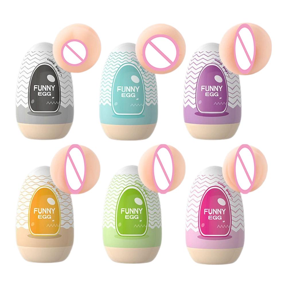 Portable Egg Stimulator Penis Massager Soft Rubber Adult Sex Toys for Men Realistic Vagina Pocket Pussy Mini Cups Masturbator