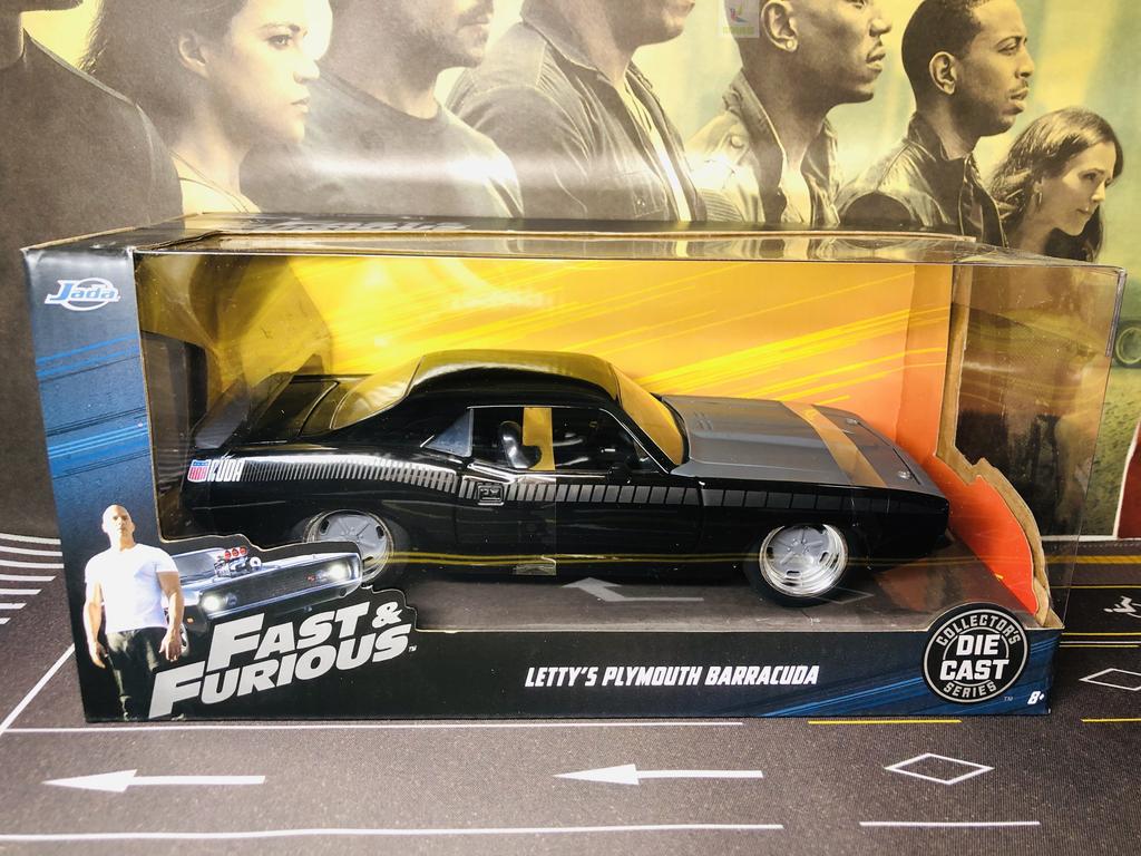 1:24 Letty's Plymouth Barracuda Fast & Furious 7 Diecast Model Car, Black American Muscle Collectible