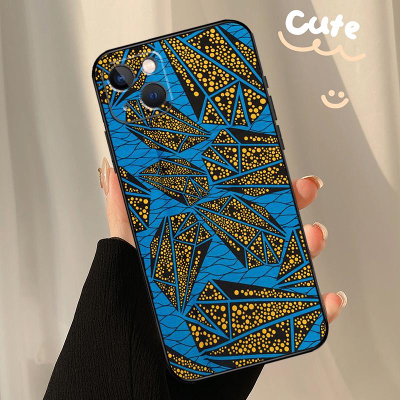 African Fabric Print Phone Case For iPhone 17 Air 12 13 Mini 11 14 15 16 Pro Max Plus 16e 17 Pro Max Back Cover