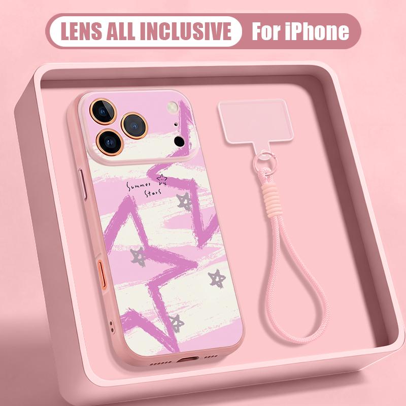 Creative Starry Stars Print Hand Strap Case For iPhone 17 Pro Max iPhone 16 15 14 13 Pro Max Magnetic For Magsafe Hybrid TPU+PC Matte Cover