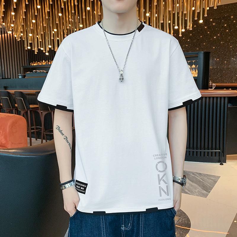 

Short-sleeved T-shirt Tops Half-sleeve Round Neck Half-sleeved T-shirt 4XL білий