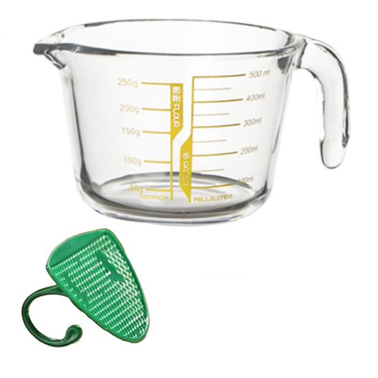 Glass Measuring Cup 500/1000ml Heat-Resistant Measuring Jug with Spout & Markings Kitchen Measuring Tools
