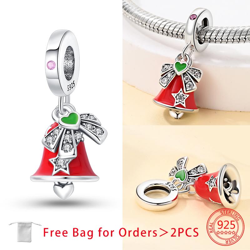 Charms Christmas Series Christmas Hat Socks Bell Snowman Copper Beads Pendant Women Original Bracelet Diy Christmas Gift