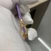 Boucle de Chaussure à Fer à Cheval Incrustée de Diamants en Or 18 carats Cordon Violet Bracelet Polyvalent
