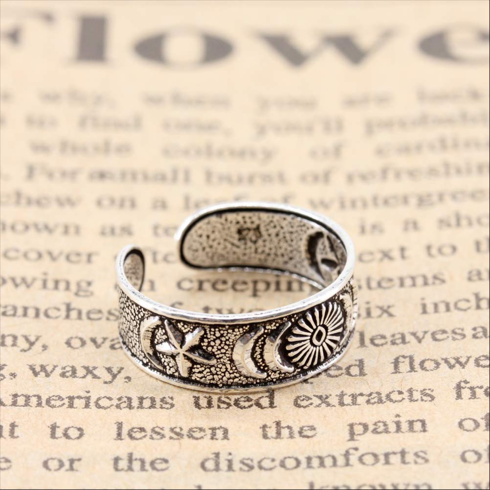 Orris Toe Ring, 925 Sterling Silver, Adjustable Size, Simple Design, Men's (Celestial Body)