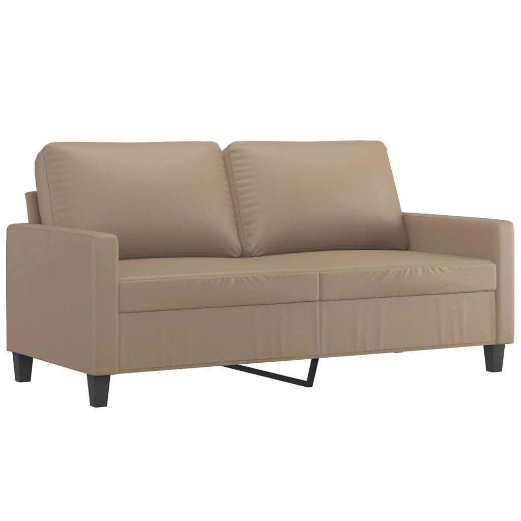 Vidaxl 2-Seater Sofa With Cushions, Cappuccino, Faux Leather