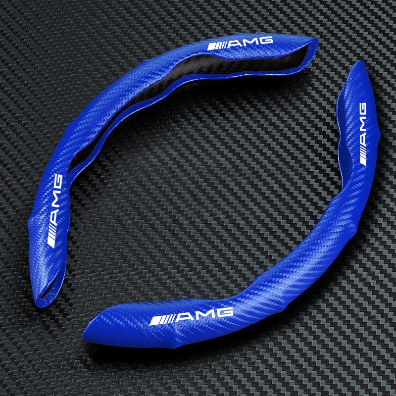 2pcs Carbon Fiber Non-Slip Steering Wheel Cover Car Accessories For Mercedes Benz AMG W212 W205 W246 W177 W176 W213 GLC GLE GLS ML Welcome Projection
