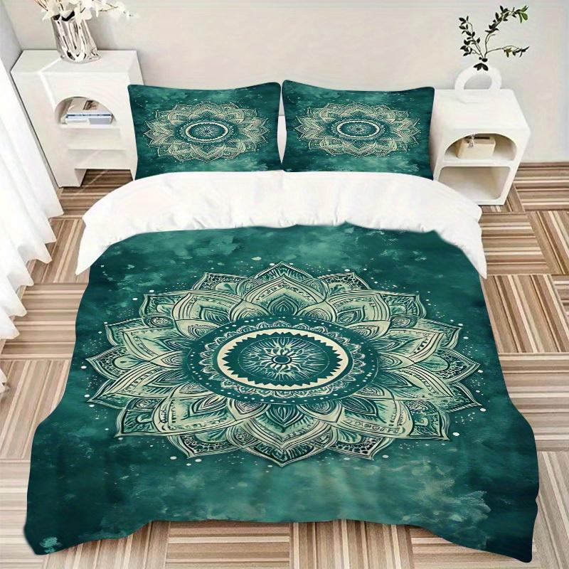 3pcs Mandala Lotus Soft Comfortable Bedding set, For Bedroom, Guest Room And Dorm, All - Season Use, High-Definition Printing127