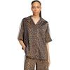 adidas Originals Classic Sports Series Bequemes Polo Lockeres Gestreiftes Leopardenmuster Kurzarmhemd Damenhemden Layered-Bronze KA2678
