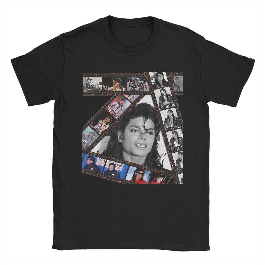 The King of Pop Michael Jackson Men T Shirts  Funny Tees Short Sleeve Crewneck TShirts 100 Cotton Plus Size Tops