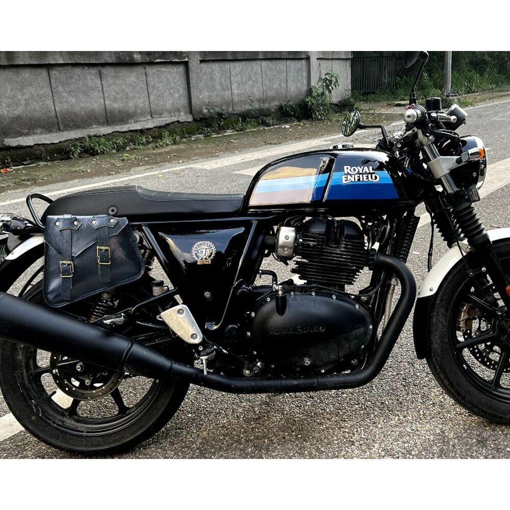 2 Bag SET Royal Enfield Leather Saddle Pannier Bags Black 2 Bags