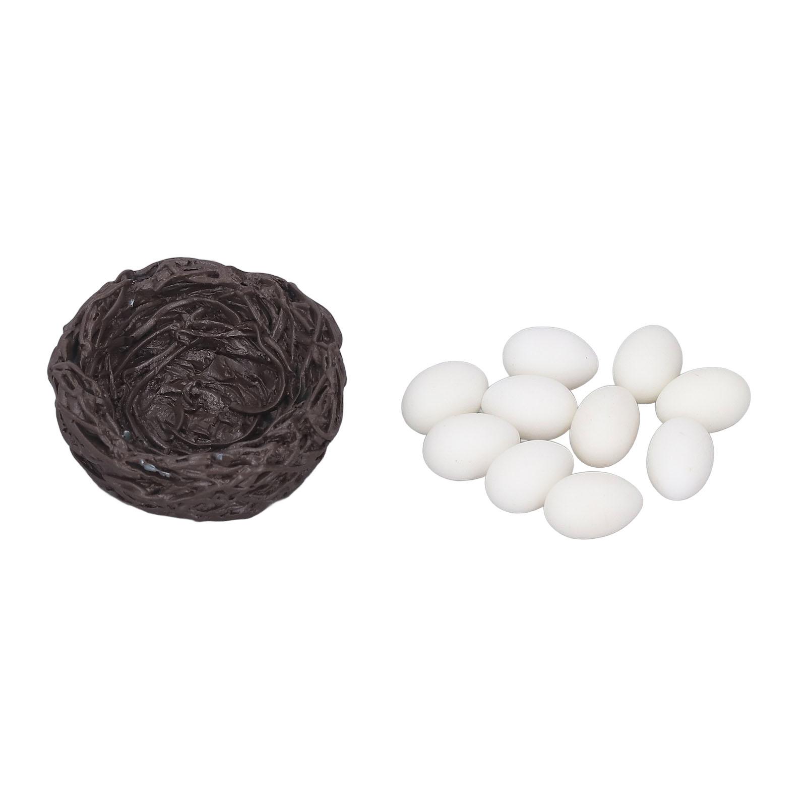 

Искусственные мини-яйца и гнездо-симуляция из смолы, красивое кукольное гнездо с яйцами для 1:12 шкала