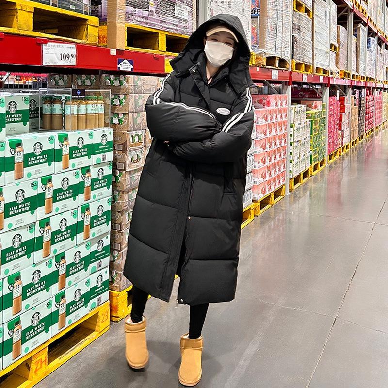 Down cotton-padded clothes women's winter new long loose college style couple versatile hooded thickened cotton-padded jacket