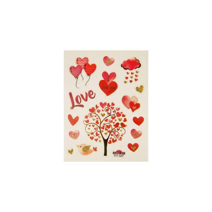 Stickers Coeurs - Paillettes - 7,5 x 10 cm