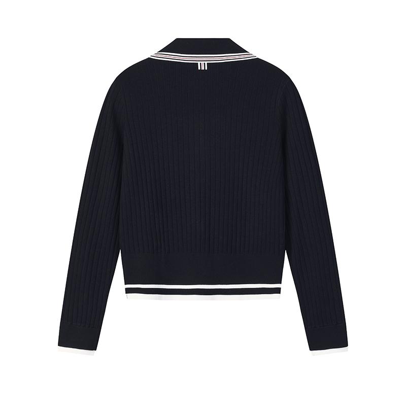 FILA Heritage Classic Fashion Simple Retro Casual Trendy Comfortable Versatile Fake Two-Piece Woven Cardigan Long Sleeve Knitted Sweater F11W618401FNV