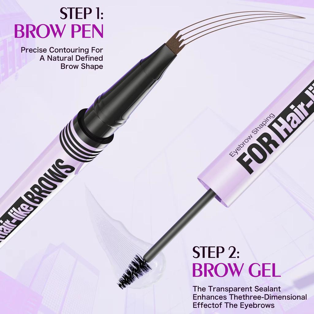Waterproof Eyebrow Pencil 2in1 Liquid Gel Pen Long Lasting Cream Makeup Kit Four Claw Double End Natural Eyebrow Pencil